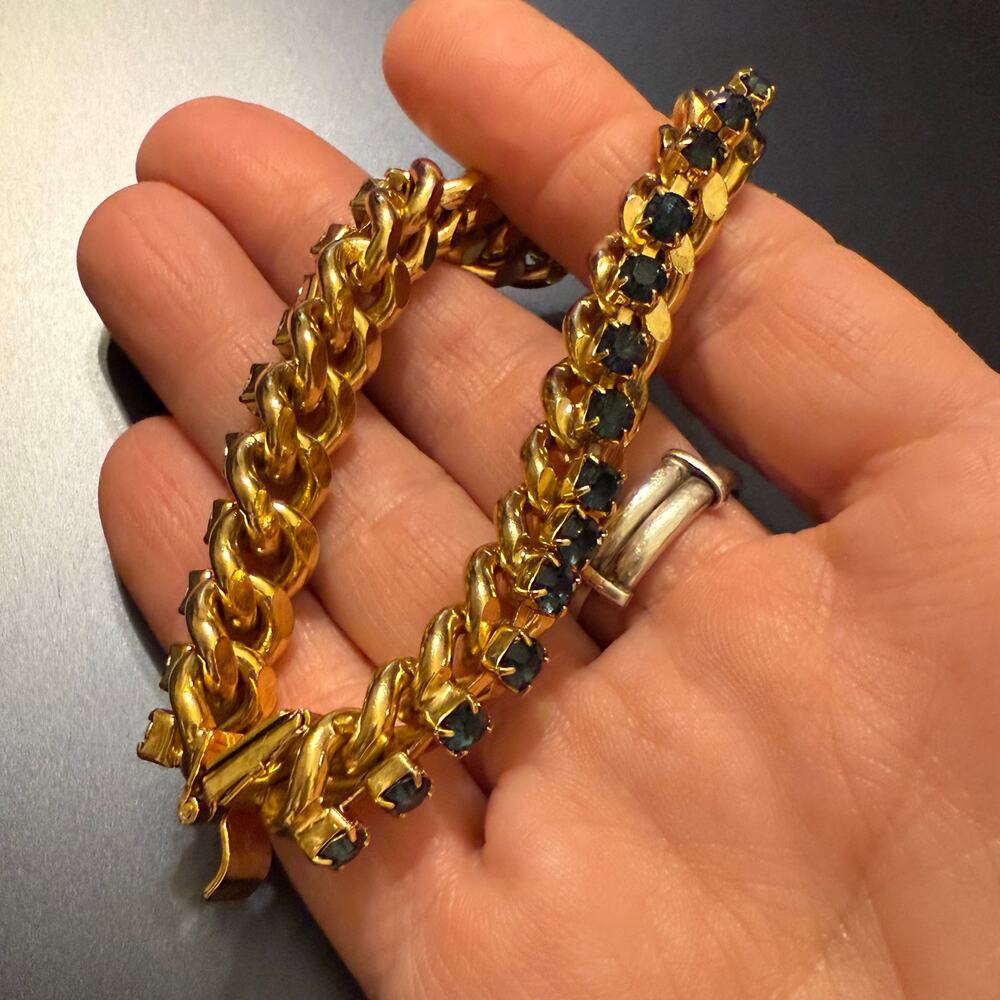 Dannijo Dark Blue Crystal Chain Link Bracelet - Picture 4 of 8
